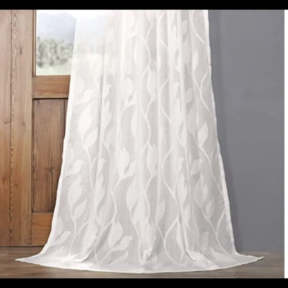 Curtain Panel: Faux Linen white sheer collection 50 inch by 108 inch sheer